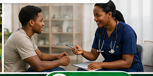 Nurse supporting a client
